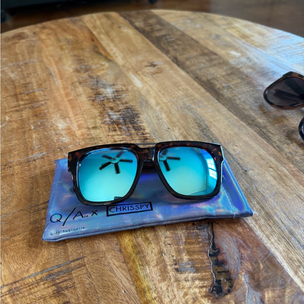 Quay Australia Tortoise Sunglasses with Blue Lenses